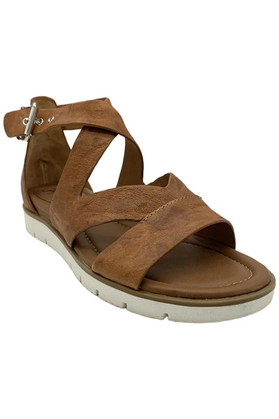 Sofft Brown Leather Cross-Strap Sandal